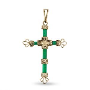 7.69tcw 18K Rough Colombian Emerald Gold Cross, Emerald Cross, Emerald Crystal Cross, Gold Emerald Pendant, Cross Pendant, Emerald 18K Cross