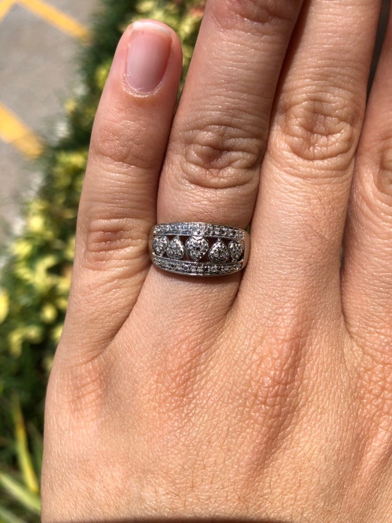 Diamond Accent Triple Heart Ring in Sterling Silver