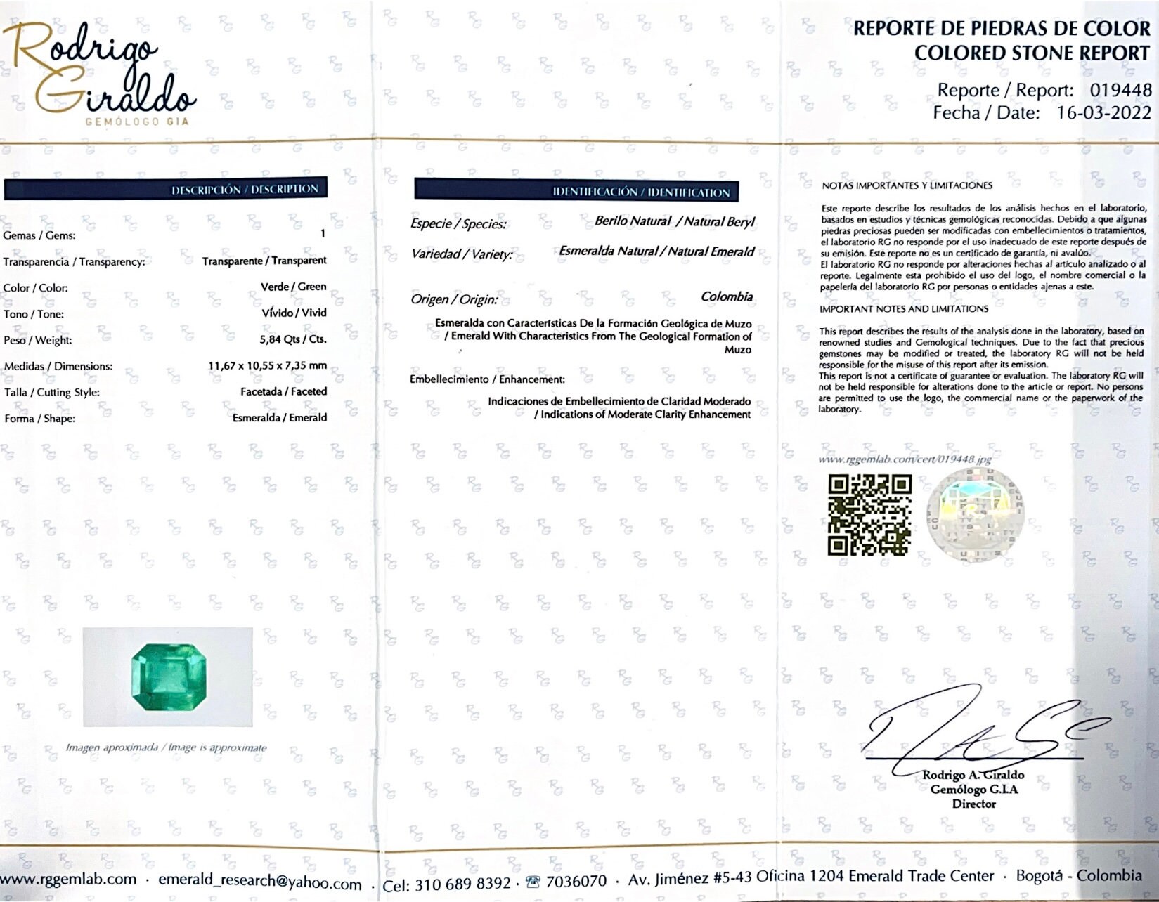 5.84 Carat GIA CERT Intense Bluish Green Natural Loose Colombian