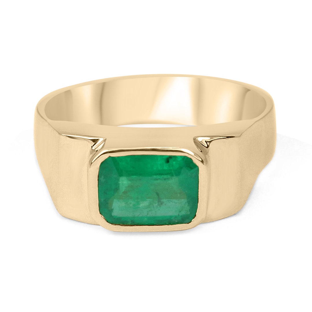2.05carat Mens Natural Emerald 18K Ring Emerald Mens Ring Etsy