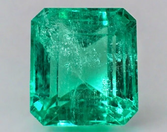 5.98 Carat 10x9 Crystal Clean Green Natural Loose Colombian Emerald-Emerald Cut, Medium Green Emerald, Genuine Emerald Gem May Birthstone