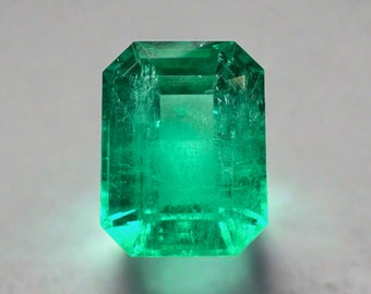 4.53 Carat 11x8 Vivid Muzo Green Natural Loose Colombian Emerald-Emerald Cut,Spring Green Emerald,Genuine Emerald Gem,Emerald May Birthstone