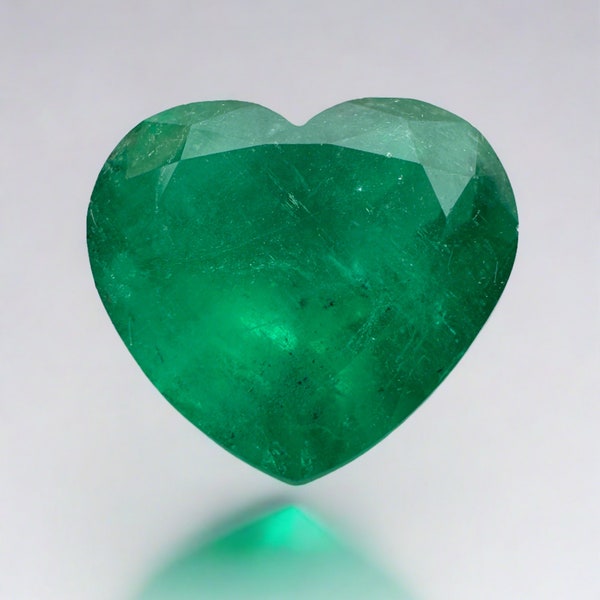7,68 Karat 12x13,5 Waldgrün Natürlicher Loser kolumbianischer Smaragd-Herzschliff, herzförmiger Smaragd, loses natürliches Smaragdherz