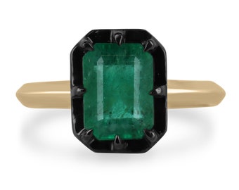2.32ct 14K Smaragd Solitärring im georgianischen Stil 14K, Gold Smaragd Collet Solitärring, Vintage Smaragdring für die rechte Hand