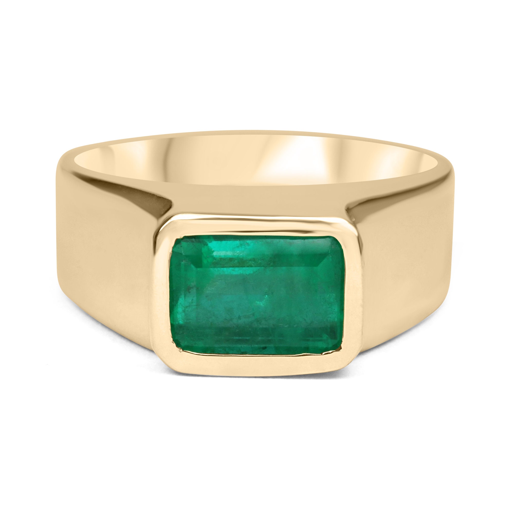 Emerald Ring | May Birthstone | 3/4ct Men's Emerald and Diamond Ring in  Yellow Gold | SuperJeweler