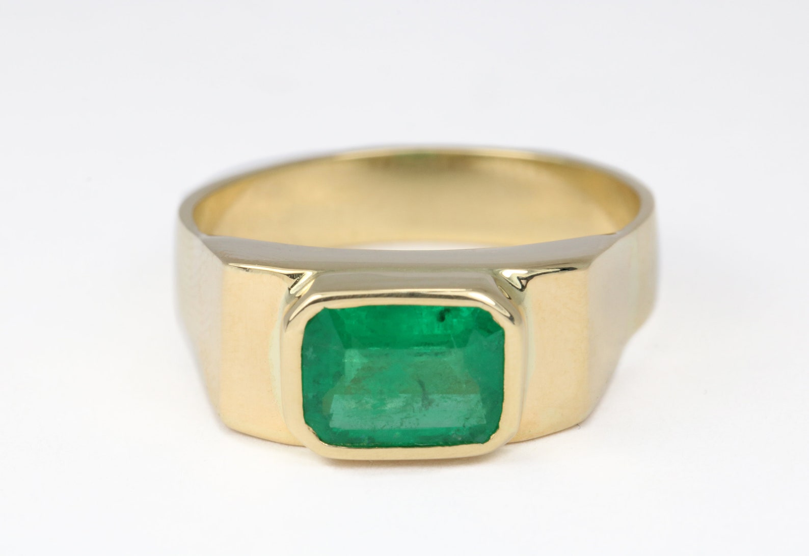 2.05carat Mens Natural Emerald 18K Ring Emerald Mens Ring Etsy