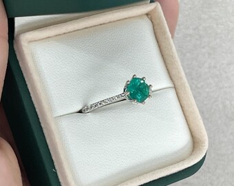 18K エメラルド＆ダイヤモンド 指輪 2.63tcw 18K 高品質ラウンド コロンビア産エメラルド