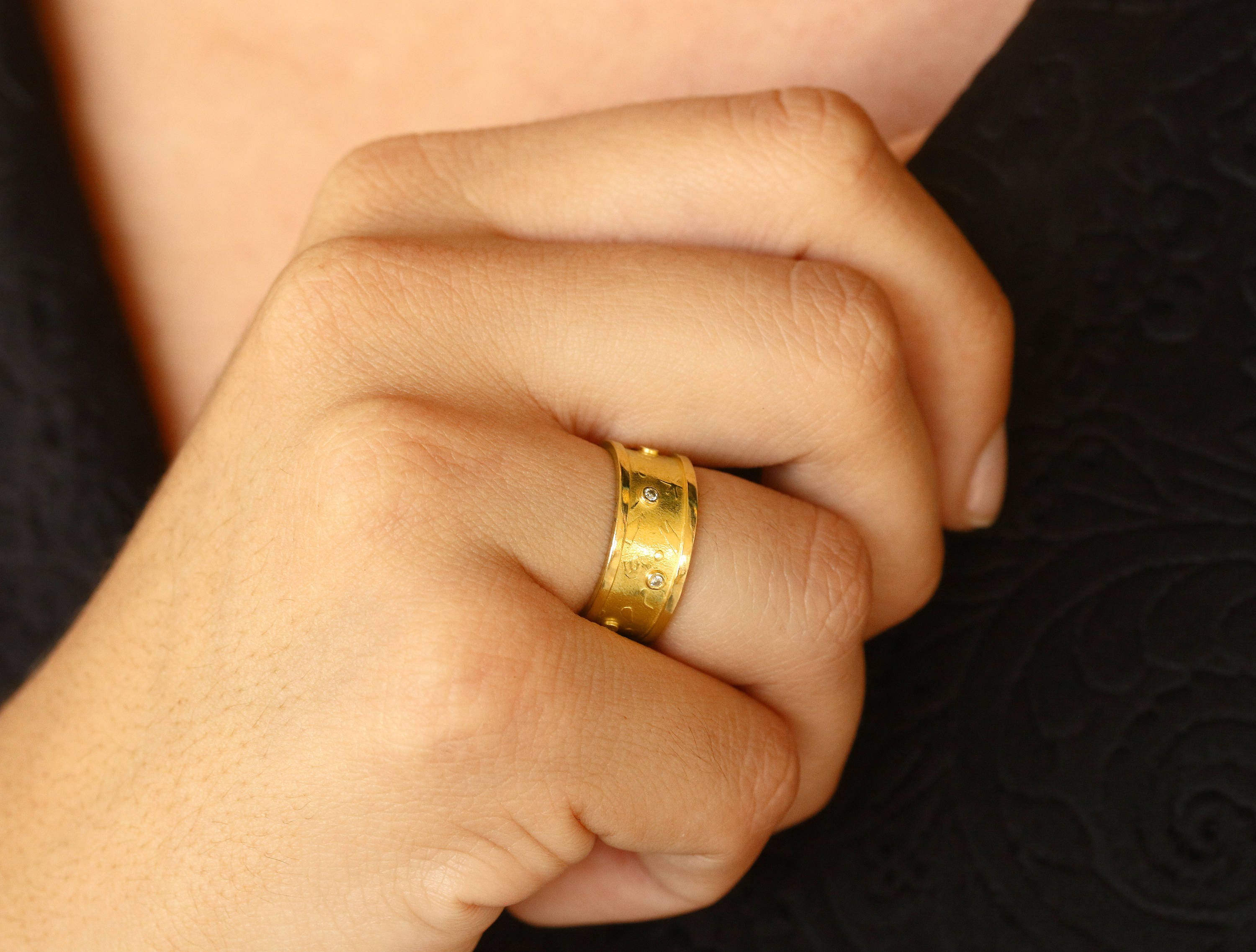 0.10pts Anniversary Gold Ring Natural Diamond Anniversary Etsy