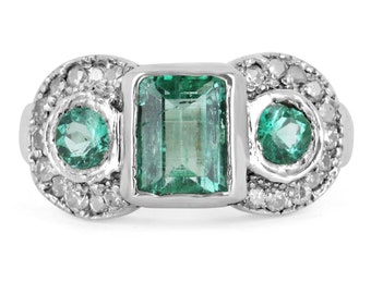 2.22tcw ヴィンテージ コロンビア産エメラルド ダイヤモンド リング