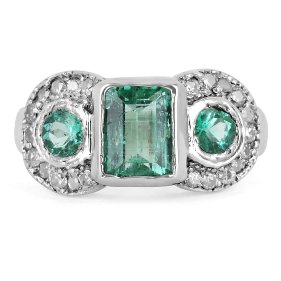 2.22tcw Vintage Colombian Emerald Diamond Ring, V… - image 1