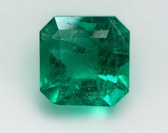 2.15 Carat 8.2x8.2 Muzo Vivid Green Natural Loose Colombian Emerald- Asscher Cut,Square Asscher Cut Emerald Genuine Green May Birthstone