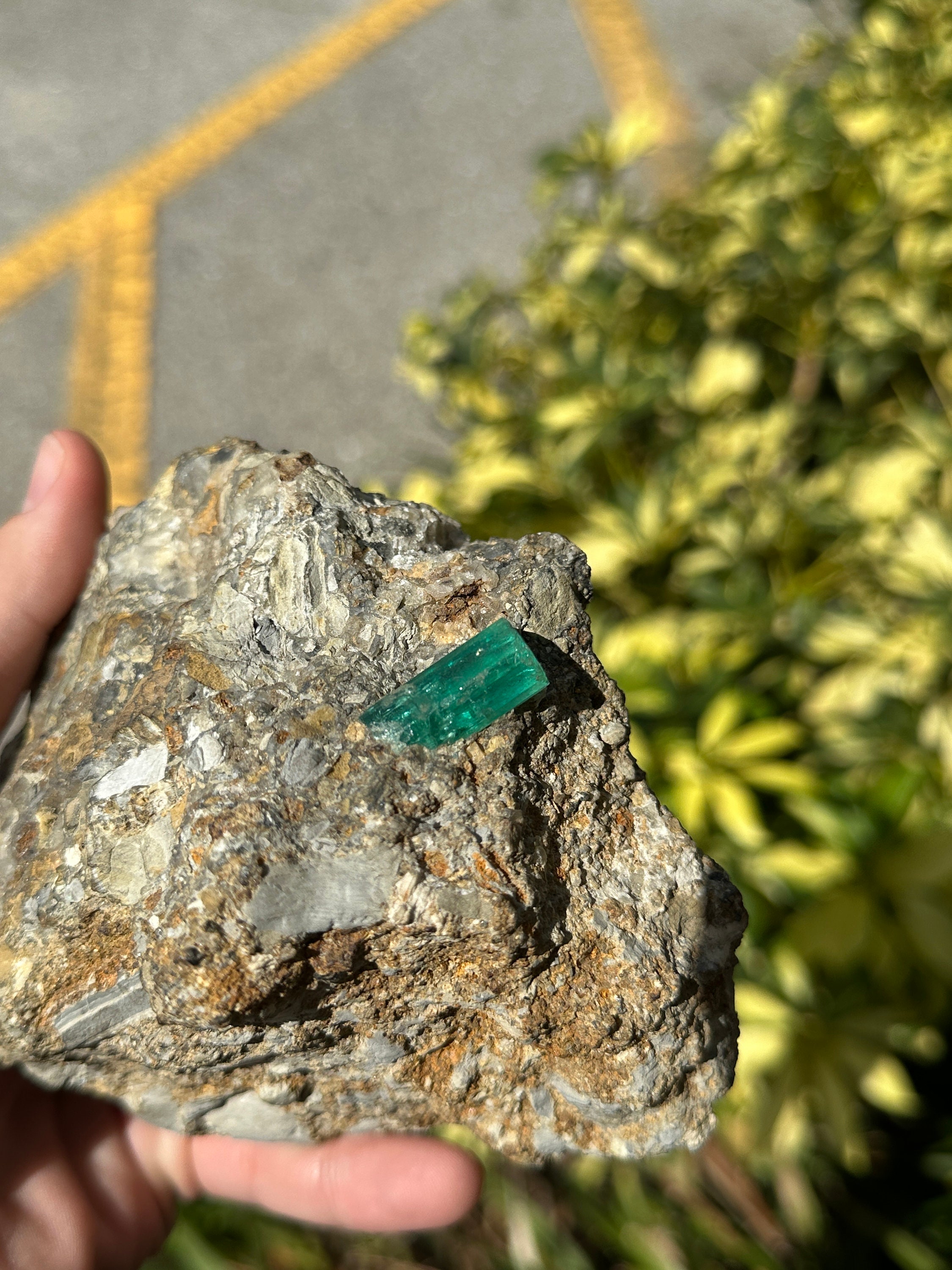 現地購入・希少 コロンビア産 エメラルド原石 坑夫彫刻 718g 鉱物標本 見事な18カラット以上の天然コロンビア産エメラルド原石標本