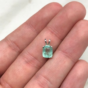 1.46 Carat Emerald Necklace, Colombian Emerald Pendant Sterling Silver,Emerald Cut Emerald Necklace,Natural Emerald Jewellery May Birthstone