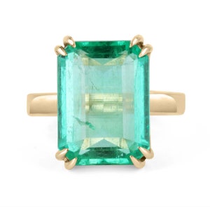 10.58cts GIA Certified Colombian Emerald Solitaire Ring 18K, Solitaire Emerald Cut Ring, Prong Set Emerald Ring, Double Prong Emerald Ring