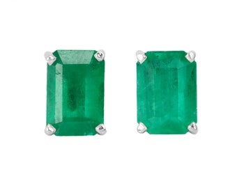 1.62tcw AAA+ Emerald Cut Colombian Emerald Stud Earrings, White Gold Emerald Studs, Everyday Emerald Studs, 14K Gold Emerald Earrings