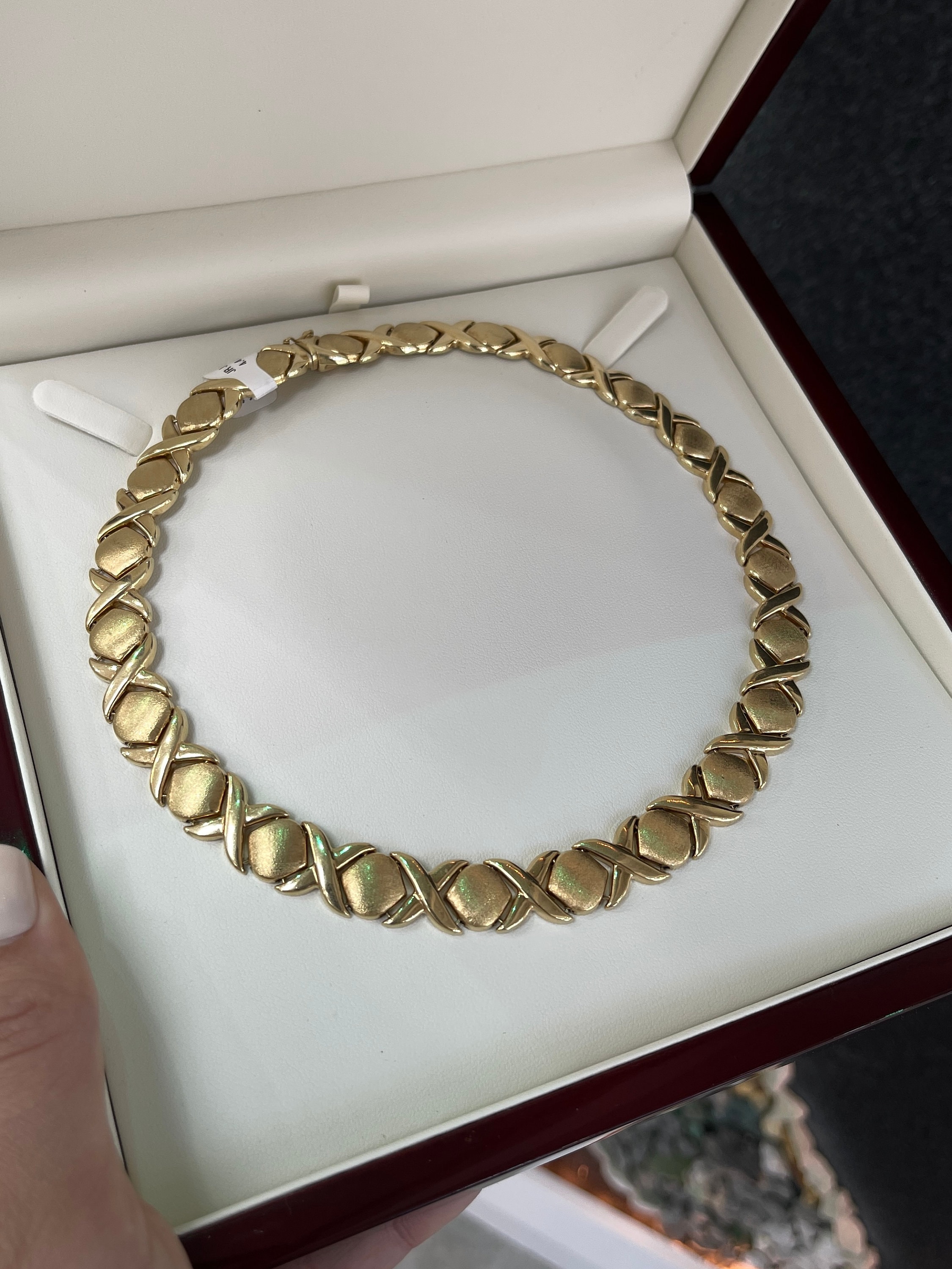 [STONE HENgE] 韓国☆14K Gold☆XOXO Dia Necklace 13.35MM 14K Solid Yellow Gold XOXO Necklace, Solid Gold