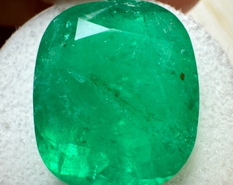 12.81 Carat 17x14 Stunning Green Natural Loose Colombian Emerald-Cushion Cut, Cushion Emerald, Genuine Emerald Gem,Emerald May Birthstone