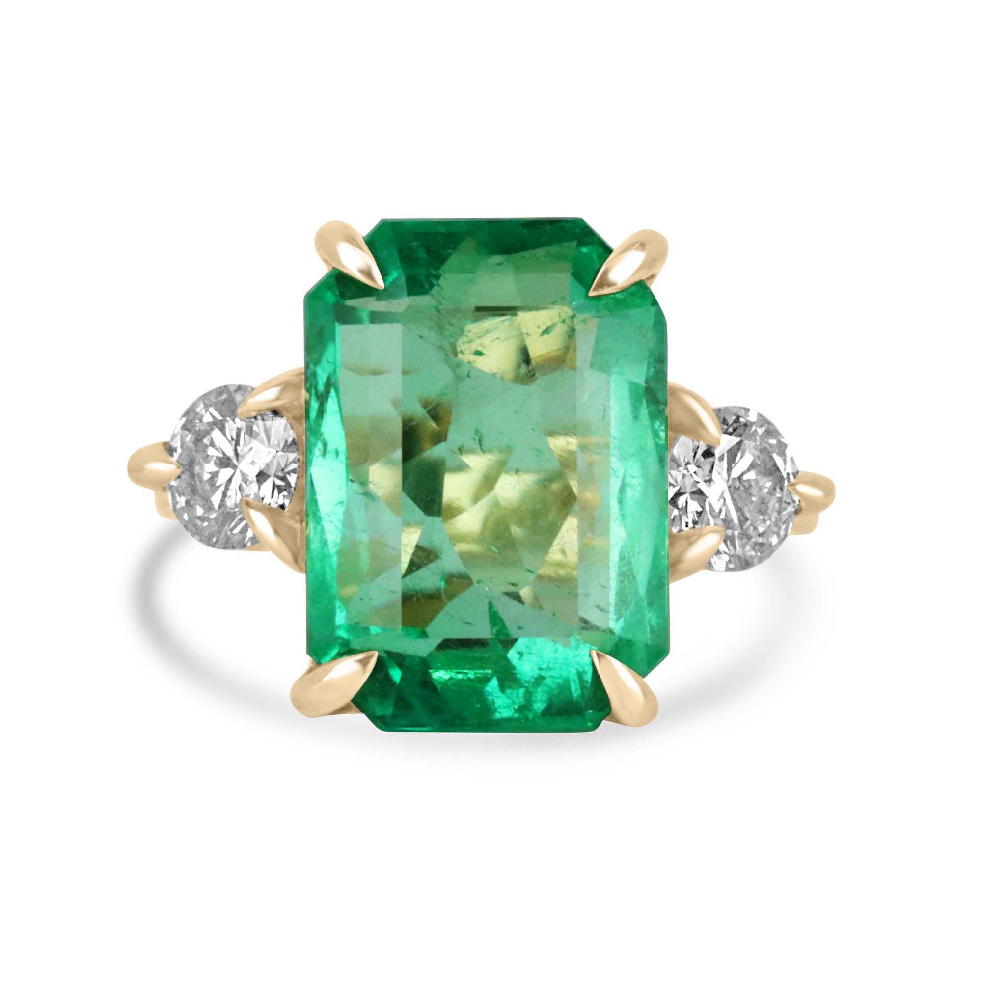 8.92tcw 18K Transparent Emerald Cut Colombian Emerald & Diamond