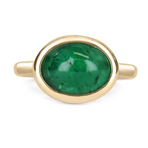 4.28cts 14K Natural Emerald Oval High quality Dark Green Cabochon Solitaire Ring, Unisex Cabochon Pinky Ring,Natural Emerald,Unisex Jewelry