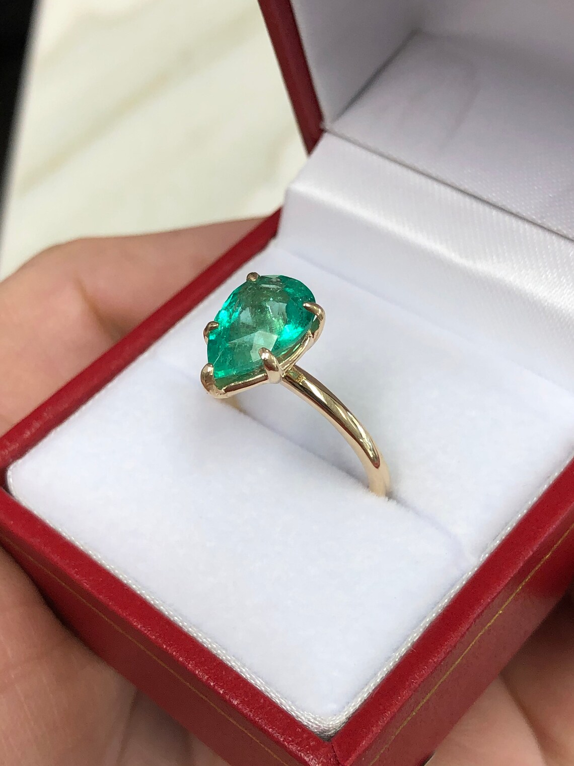 2.24 Carats Colombian Emerald Solitaire Gold Engagement Ring | Etsy