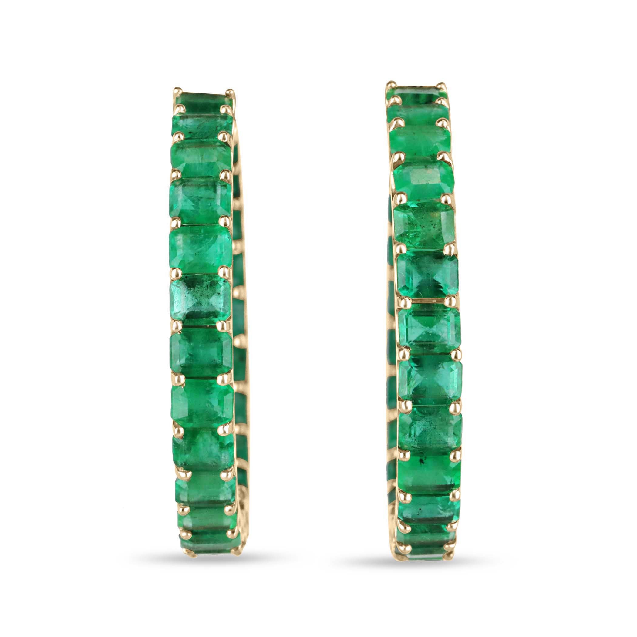20.69tcw 18K Grand Natural Emerald Hoop Earrings, Classy