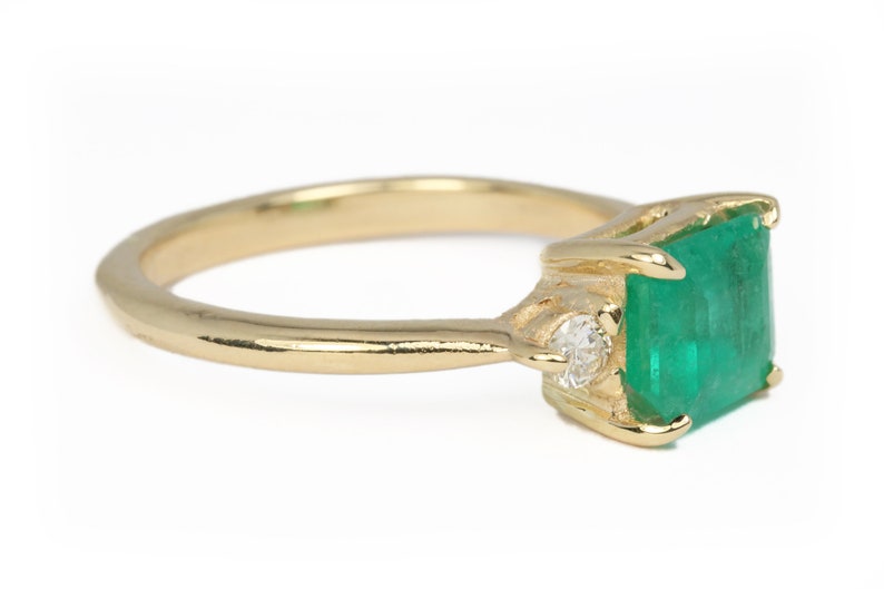 1.96tcw 14K Three Stone Emerald & Diamond Ring 14k Emerald - Etsy