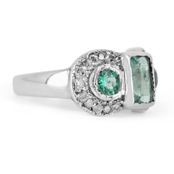 2.22tcw Vintage Colombian Emerald Diamond Ring, V… - image 2