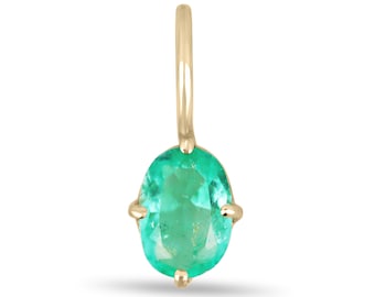 1.90-Carat Colombian Emerald Solitaire Oval Cut Gold Pendant ,Colombian Emerald Pendant, Oval Cut Emerald Gold Pendant, Emerald Necklace 14K