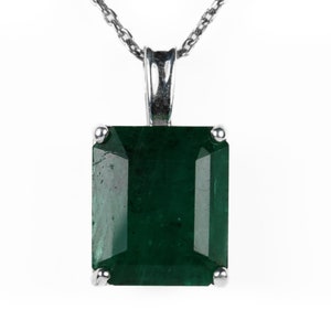 4.75 Carat Emerald Necklace, Green Emerald Pendant Sterling Silver,Emerald Cut Emerald Necklace,Natural Emerald Jewellery May Birthstone