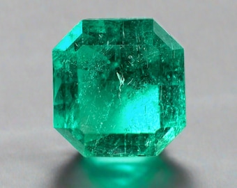 4.18 Carat 10x9.5 Vibrant Loose Colombian Emerald-Asscher Cut, Muzo Green Emerald, Genuine Emerald, May Birthstone