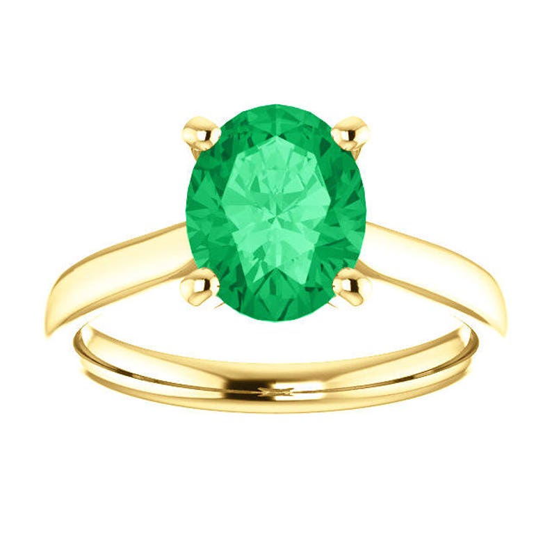 Brilliant Emerald Oval Cut Engagement Ring in 14k White Gold Etsy