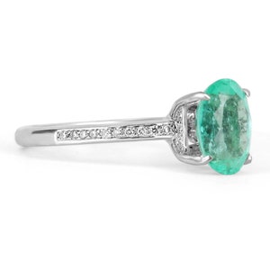 3.0tcw 14k Oval Emerald Engagement Ring,Oval Emerald,Emerald Gold Ring,Oval Emerald Gold Ring, Emerald Solitaire Accents Ring, White Gold