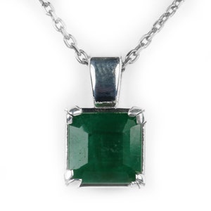 0.90 Carat Emerald Necklace, Green Emerald Pendant Sterling Silver,Emerald Cut Emerald Necklace,Natural Emerald Jewellery May Birthstone