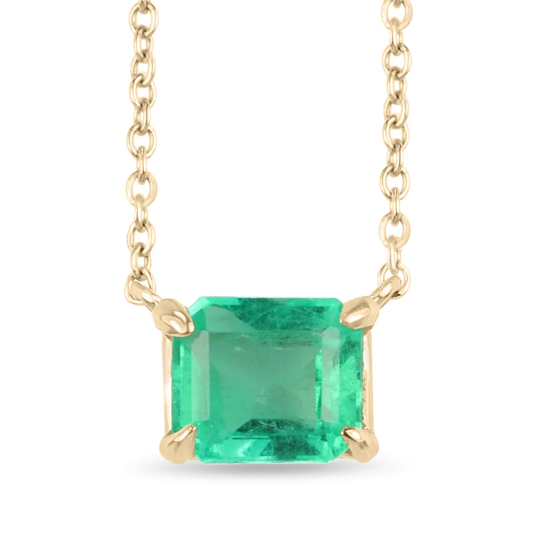 1.07 Carat 14K Solitaire East to West Emerald Necklace,colombian ...