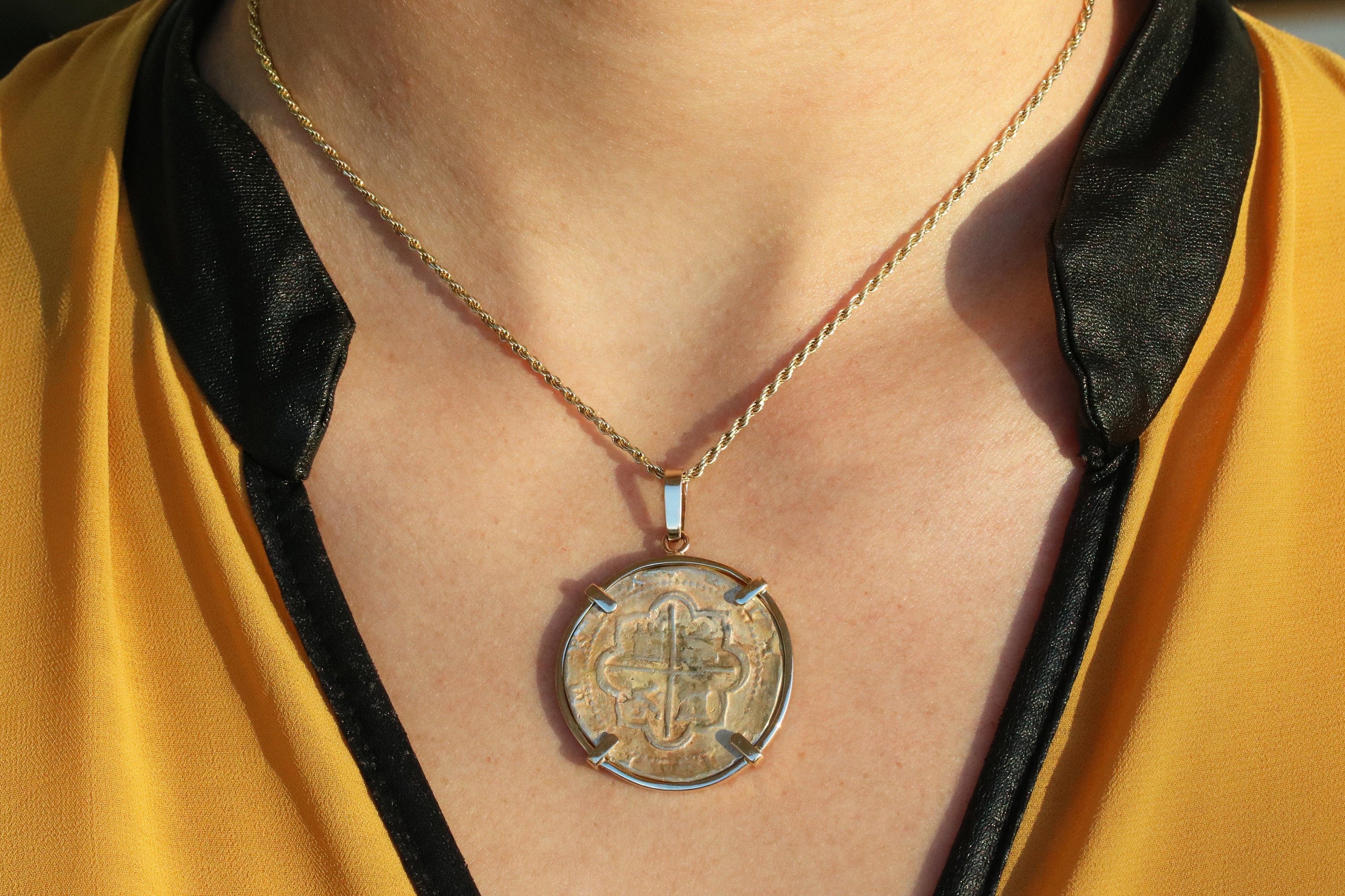 Atocha Coin Necklace Silver and Gold Atocha Coin Shipwreck Coin