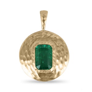 2.39ct 14K Natural Emerald Cut Emerald Solitaire Pendant, Lust Vibrant Green Emerald Bezel Necklace, Statement Emerald Solitaire Gold 14K