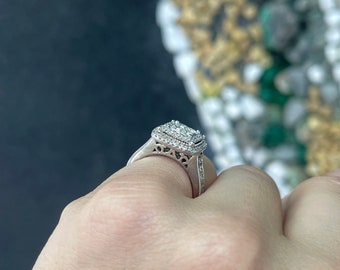 14K Natural Princess Cut Brilliant Round Cut Cluster - Main Image