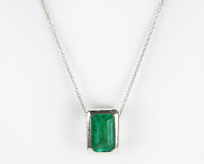1.20 Carat Gold Emerald Cut Necklace May Birthstone Necklace - Etsy