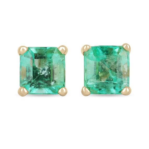 Princess cut emerald earrings sale