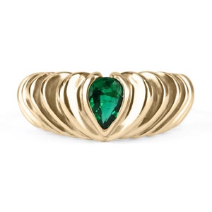 0.50 Carat 18K AAA+ Top Quality Colombian Emerald Ring, Pear Emerald Ring, Solitaire Emerald Ring, Emerald Solitaire Ring, Emerald Ring, May
