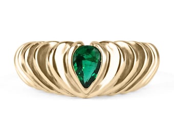 0.50 Carat 18K AAA+ Top Quality Colombian Emerald Ring, Pear Emerald Ring, Solitaire Emerald Ring, Emerald Solitaire Ring, Emerald Ring, May