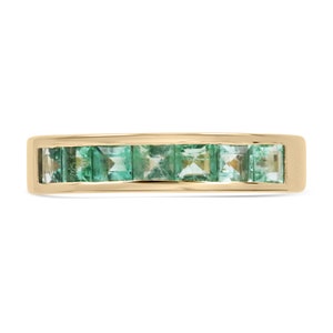 1.40tcw 14K Men&#39;s Genuine Spring Green Emerald Wedding Gold Band Ring, 14k Emerald Band, Channel Set Ring Band, Princess Cut Emerald Band
