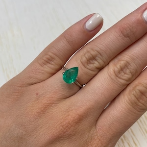 May Birthstone Pear: 1.87 Carat Rich Green Pear Emerald