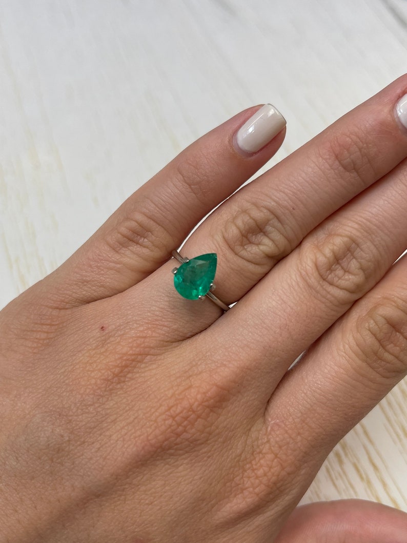 May Birthstone Pear: 1.87 Carat Rich Green Pear Emerald