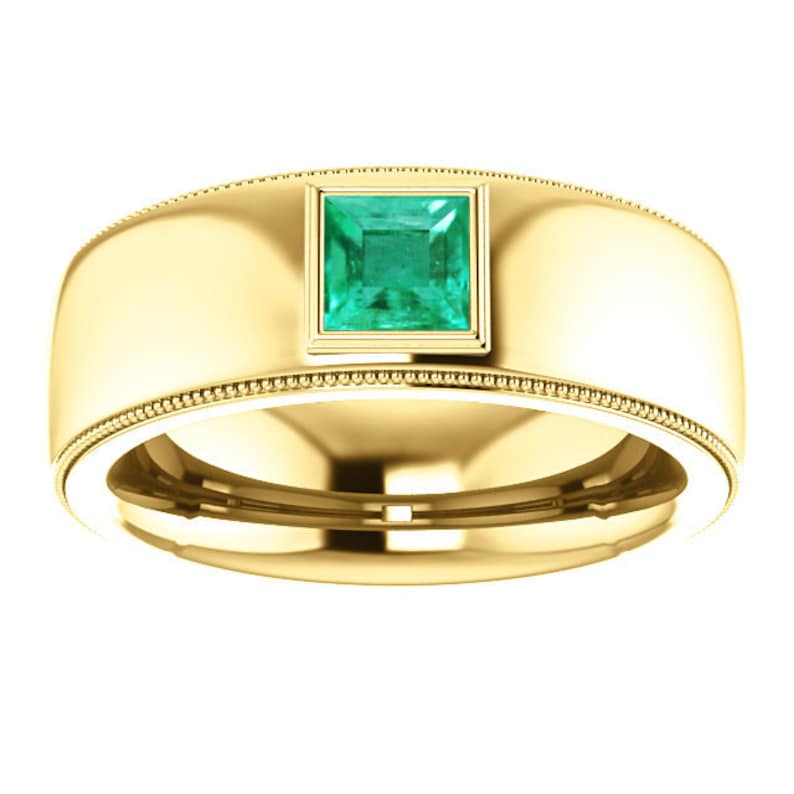 0.60 Carat Mens Modern Emerald Ring Natural Emerald Ring Etsy
