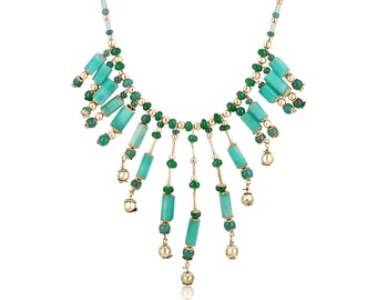 thumbnail image 2 of 900 Carat Natural Earth Mined Green Emerald Beaded Necklace – Handmade – Round Carved Beads – JaipurJewels 2 of 5