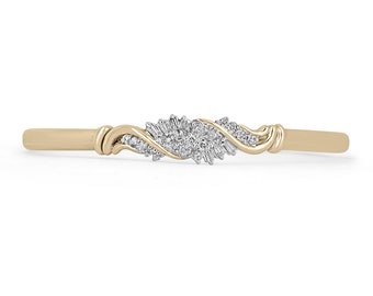 Brazalete de oro con diamantes baguette y redondos de 14 quilates (0,88 tcw), brazalete vintage con diamantes blancos naturales, brazalete vintage de oro macizo