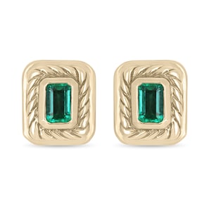 2.85tcw AAA + hochwertige kolumbianische Smaragd Bezel Set Ohrstecker, Smaragd Ohrringe, Smaragd Ohrstecker, natürliche Smaragd Ohrringe, Damen Ohrringe