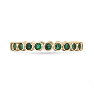 2,3mm Bezel Emerald Eternity Band 14K, Bezel Set Round Emerald Eternity Ring, Gold Emerald Eternity Ring, May Emerald Band Ring