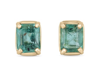 1.85tcw 14K Emerald Earrings, Natural Emerald Stud Earrings, Emerald Cut Emerald 14K Gold Studs, May Birthstone, Natural Emerald Cut Studs